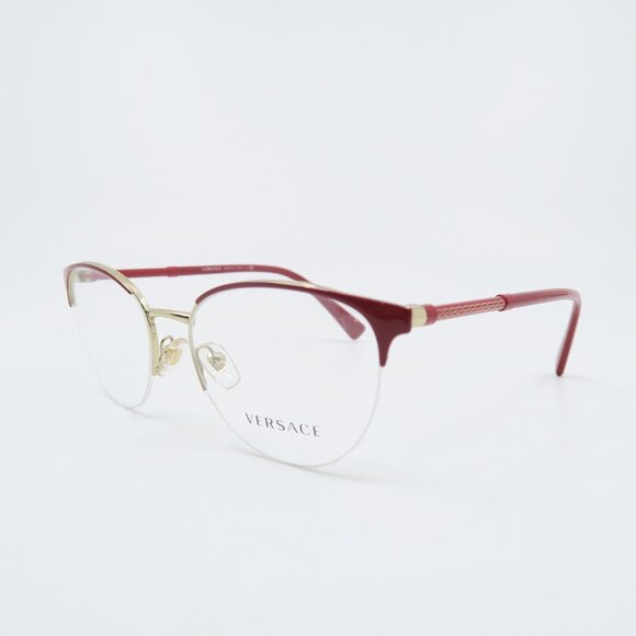 Versace MOD. 1247 1408 52mm Red and Gold Semi Rimless, New Women's Eyeglasses. - Picture 4 of 8